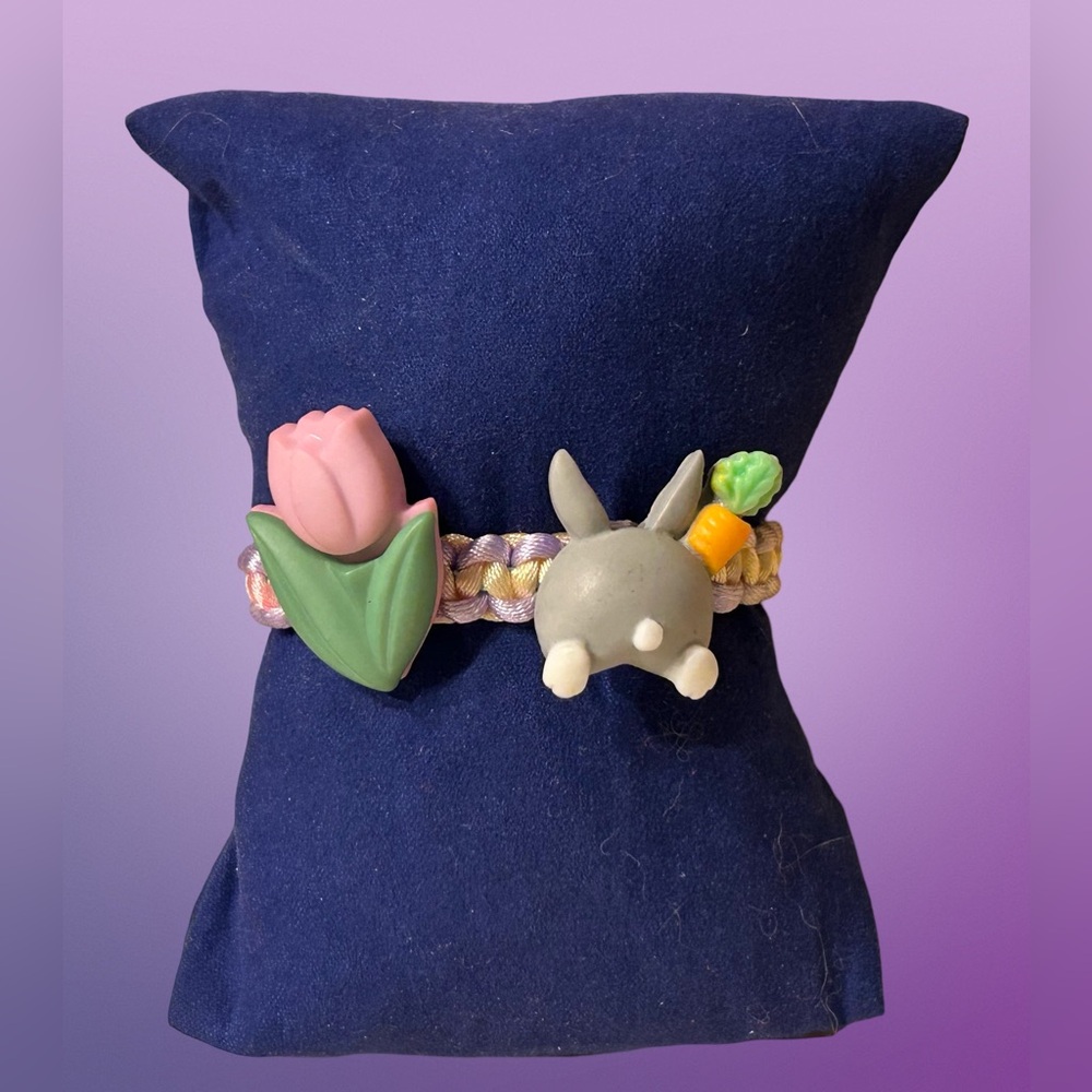 Easter bracelet, bunny butt, tulip, pastels, adjustable, candy alternative, gift